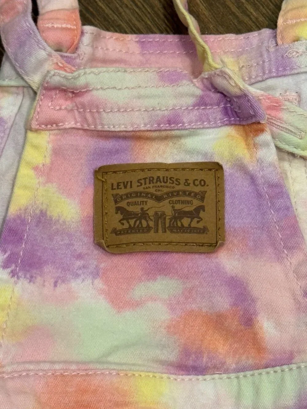 Levis Tie-Dye Baby Shortall Overalls 18M Pink & Multicolor